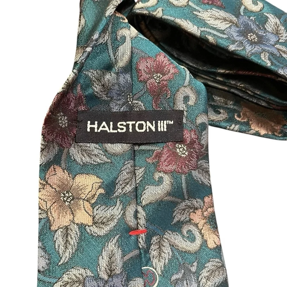 Vintage halston tie lot made in USA silk bow ties floral blue black purple new